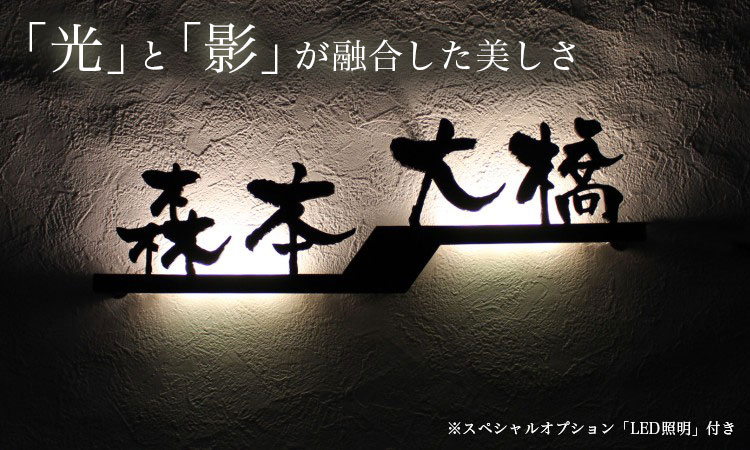 名入れマイスター表札 おしゃれ 戸建 立体 アルミ表札 GHO-AL-103・二世帯・漢字 アイアン 門扉、玄関 