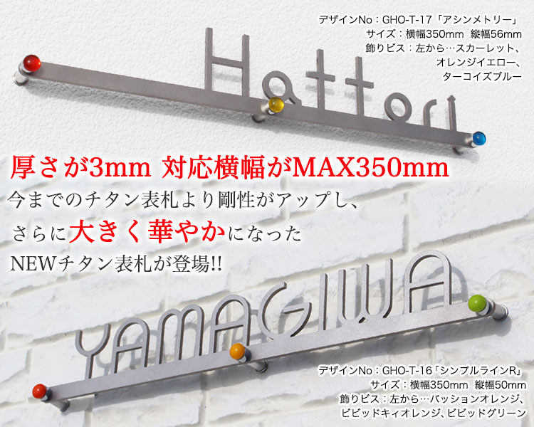 【送料無料】チタン表札 T3 「シンプルラインR（飾りビス付き）」【GHO表札】 おしゃれなデザインを選ぶなら【