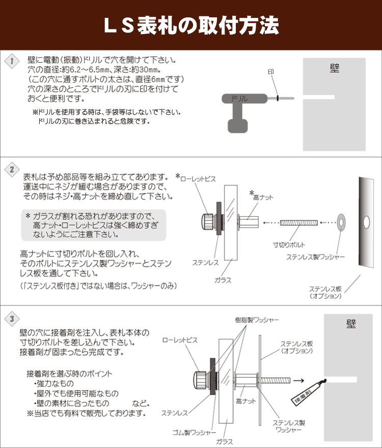 LS表札の取付方法