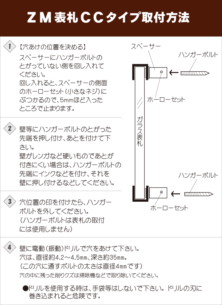 ZM表札CCタイプ取付方法