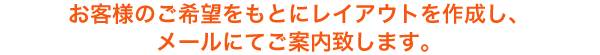 お客様のご希望をもとにレイアウトを作成し、メールにてご案内致します。